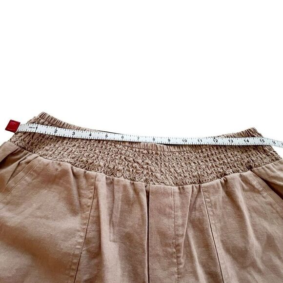 WIT & WISDOM Tan Skyrise Linen Smocked Waist Shorts Size Medium - Picture 9 of 11